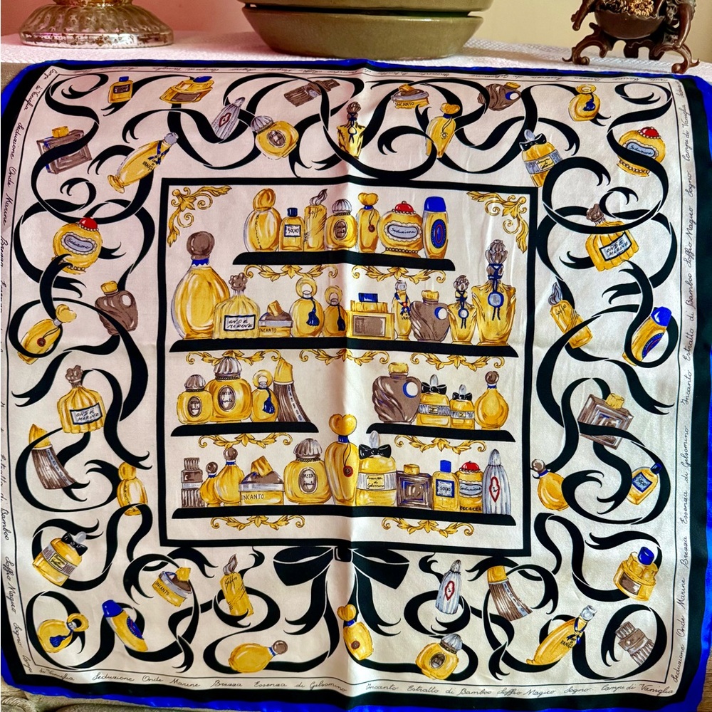 Vintage Silk Perfume Bottle Scarf